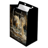 Witte Gevleugelde Eenhoorn Mythische Oceaan Fantas Medium Cadeauzakje (Voorkant Gekanteld)