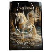 Witte Gevleugelde Eenhoorn Mythische Oceaan Fantas Medium Cadeauzakje (Voorkant)