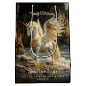 Witte Gevleugelde Eenhoorn Mythische Oceaan Fantas Medium Cadeauzakje (Achterkant)