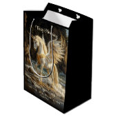 Witte Gevleugelde Eenhoorn Mythische Oceaan Fantas Medium Cadeauzakje (Achterkant Gekanteld)