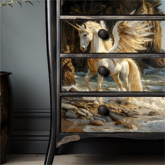 Witte Gevleugelde Eenhoorn Mythische Oceaan Fantas Tissuepapier