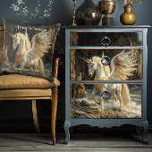 Witte Gevleugelde Eenhoorn Mythische Oceaan Fantas Tissuepapier