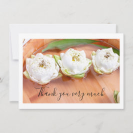 Witte gevouwen lotus in houten kom Hartelijk dank Bedankkaart