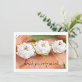 Witte gevouwen lotus in houten kom Hartelijk dank Bedankkaart (Staand voorkant)