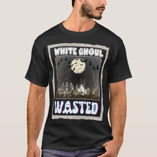 Witte Ghoul Verspilde Humor voor Halloween Drink T-shirt (Voorkant)