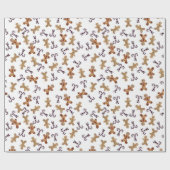 Witte Gingerbread mannen & Candy Cane Christmas Wr Cadeaupapier (Vlak)