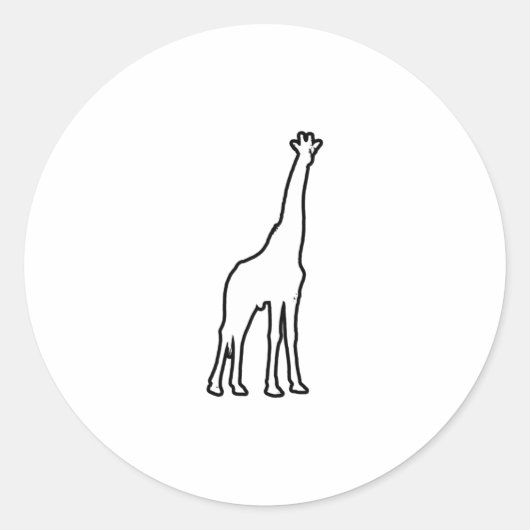 Witte Giraffe Ronde Sticker (Voorkant)