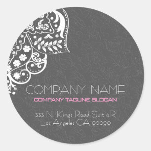 Witte Girly Lace Grijs Bloemen Damask Ronde Sticker