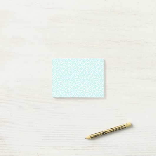 Witte Girly Mint Luipaard Print Post-it® Notes (Op bureau)