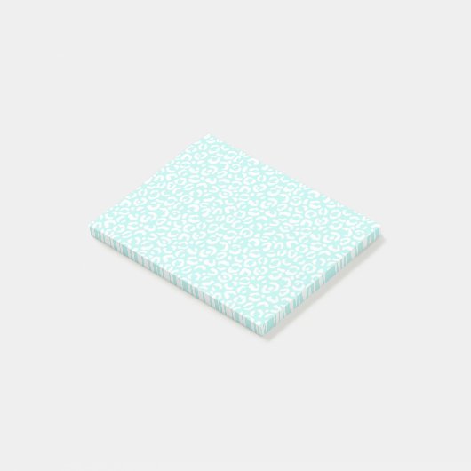Witte Girly Mint Luipaard Print Post-it® Notes (Schuin)