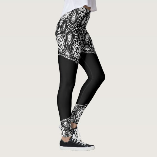 Witte Girly op veranderlijke zwarte achtergrond Leggings (Rechts)