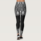 Witte Girly op veranderlijke zwarte achtergrond Leggings (Achterkant)