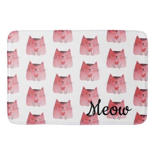 Witte Girly Roze Hart Katten Badmat (Voorkant)