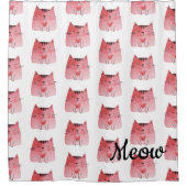 Witte Girly Roze Hart Katten Douchegordijn (Voorkant)