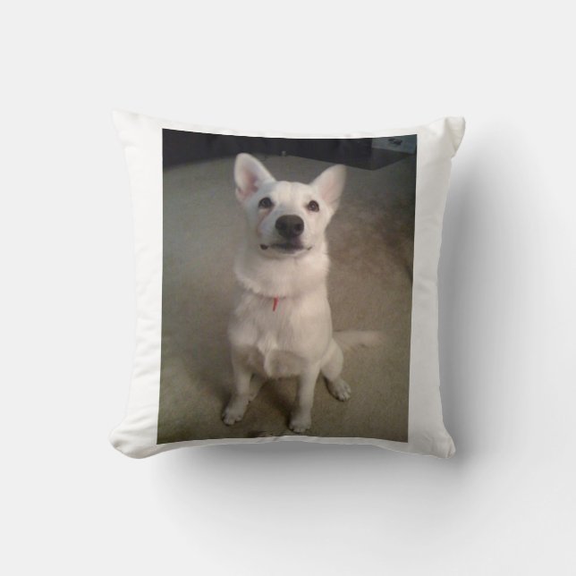 witte gis pup kussen (Voorkant)