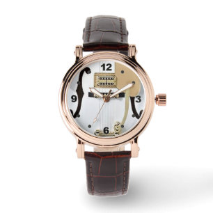 witte gitaar lederen horloge