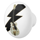 Witte gitaar met zwarte bliksemschrot keramische j keramische knop (Rechts)
