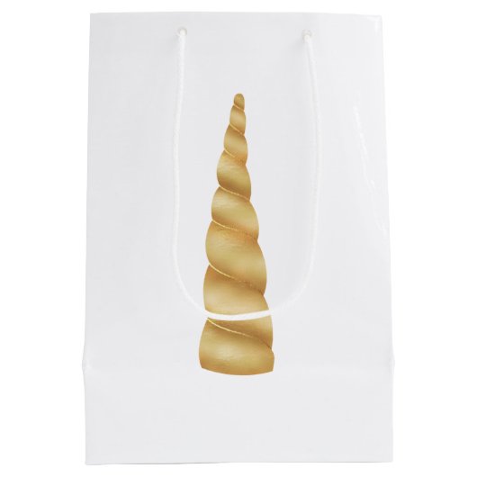 Witte Glam Gouden Eenhoorn Verjaardag Medium Cadeauzakje (Achterkant)