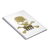 Witte glam naar de beenglitter Skull Notitieboek (Rechterzijde)