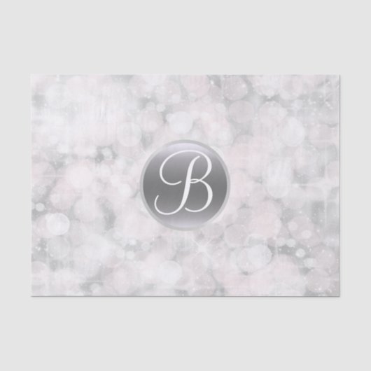 Witte Glam Schitterende Letters Monogram Verlichti Tissuepapier (Voorkant)
