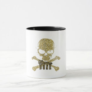 Witte Glam to the Bone Gouden Glitter Schedel Mok