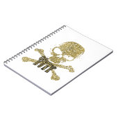 Witte Glam tot op het Bot Gold Glitter Schedel Notitieboek (Linkerzijde)