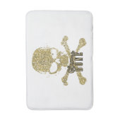 Witte Glam tot op het Bot Gouden Glitter Schedel Badmat (Voorkant Verticaal)