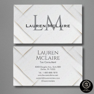 Witte glans & goud accent monogram visitekaartje