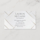 Witte glans & goud accent monogram visitekaartje (Achterkant)