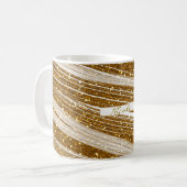 Witte glans goud glitter glamor koffiemok (Voorkant links)