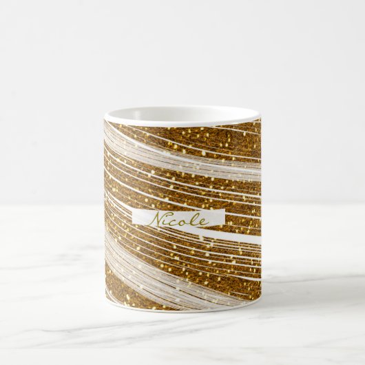 Witte glans goud glitter glamor koffiemok (Center)