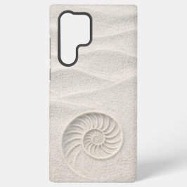 Witte Glans Zand Nautilus Schelp Kust Samsung Galaxy Hoesje