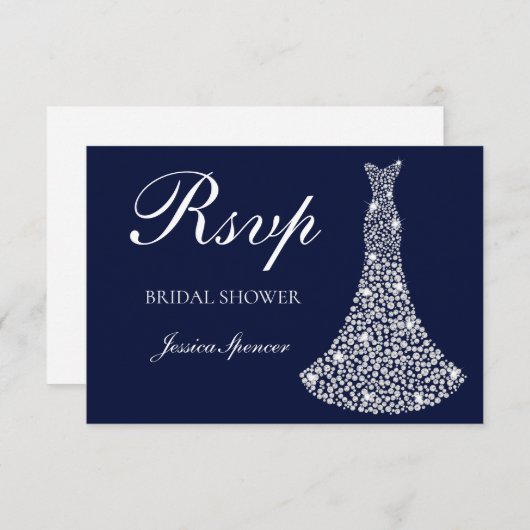 Witte glansjurk verjaardag / bruidsfeest RSVP (Voorkant / Achterkant)