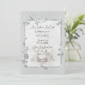Witte Glanzende Elegante Fonkelende Trouwframe Kaart (Staand voorkant)