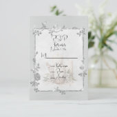 Witte Glanzende Elegante Glitterende Lijst RSVP Kaartje (Staand voorkant)