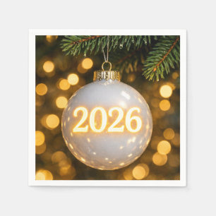 Witte glazen kerstornament 2026 servet