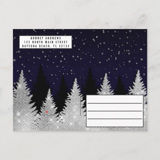 Witte glimlach Glitter Treezels Kerstfeest Uitnodiging Briefkaart (Achterkant)