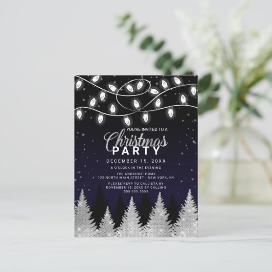 Witte glimlach Glitter Treezels Kerstfeest Uitnodiging Briefkaart (Staand voorkant)