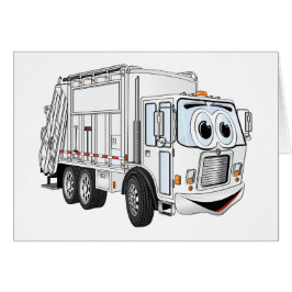 Witte glimlachende vuilniswagen Cartoon