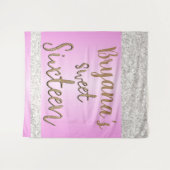 Witte glinster glitter roze feest zoete 16 achterg wandkleed (Voorkant (horizontaal))