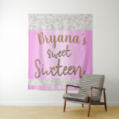 Witte glinster glitter roze feest zoete 16 achterg wandkleed (In situ)