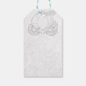 Witte glinsterende Assepoester Koets feest gunst Cadeaulabel (Achterkant)