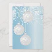 Witte glinsterende kerstballen uitnodiging (Achterkant)
