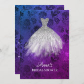 *~* Witte Glitter Bruids Jurk Bruids jurk Douche Kaart (Voorkant / Achterkant)