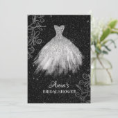 *~* Witte Glitter Bruidsjurk Bruidsjurk Shower Kaart (Staand voorkant)