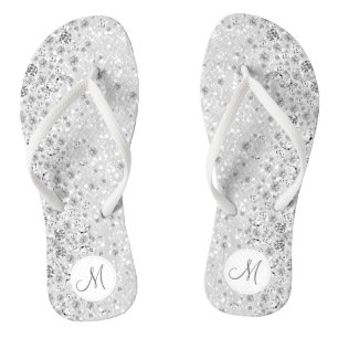 Witte glitter en diamant teenslippers