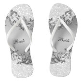 Witte glitter en grijs | Bruiloft Teenslippers (Voetbed)