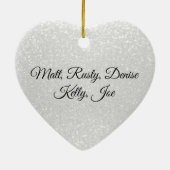 Witte glitter en rode harten keramisch ornament (Achterkant)