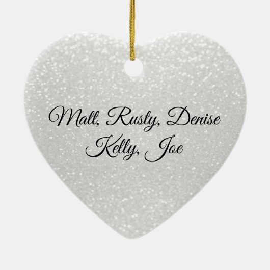 Witte glitter en rode harten keramisch ornament (Achterkant)