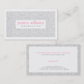 Witte glitter en sparkles roze accenten visitekaartje (Voorkant / Achterkant)